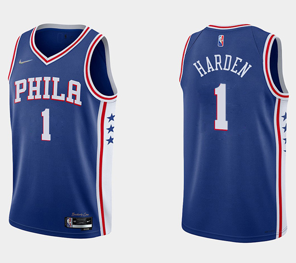 Men's Philadelphia 76ers #1 James Harden Royal Icon Edition Swingman Stitched Jersey Men's Philadelphia 76ers #1 James Harden Royal Icon Edition Swingman Stitched Jersey
